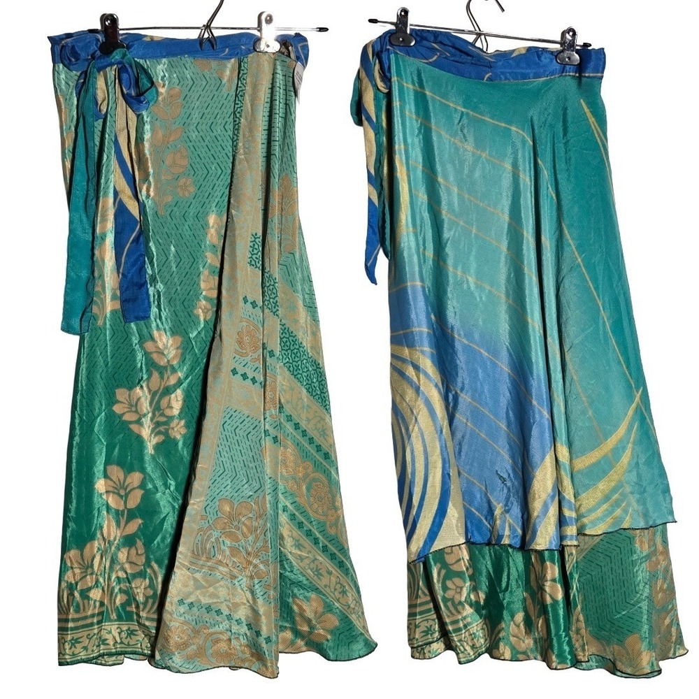 Karizo Reversible Floral Wrap Midi Skirt One Size Boho Hippie Gypsy Festival Art